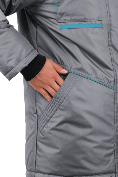 Костюм ГАЛАКТИКА зимний, серый-бирюза, женский (Куртка+брюки) Кос 487 (ЧЗ)