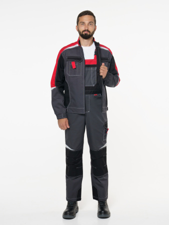 Полукомбинезон "Фаворит-Мега": серый с красн., черн.,СОП Тк. Rodos
