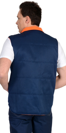 Жилет "ПРОФИ" утеплённый, синий подкладка Таффета оранжевая (ЧЗ)