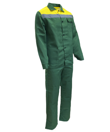 Костюм "Стандарт" с СОП летний: куртка, брюки зелёный с жёлтым (ЭталонЦентр)