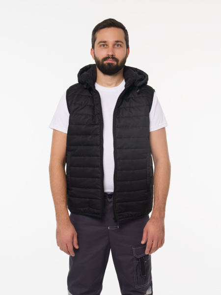 Жилетка мужская зимняя Кур713 цвет черный, ткань п/э