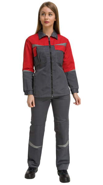 Костюм рабочий женский летний RONTA KS625 с брюками темно-серый, красный