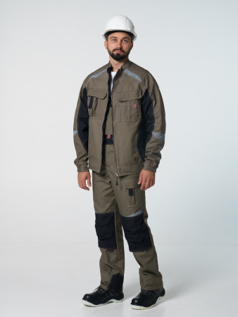 Полукомбинезон рабочий мужской №116 хаки, черный, СОП, ткань Канвас
