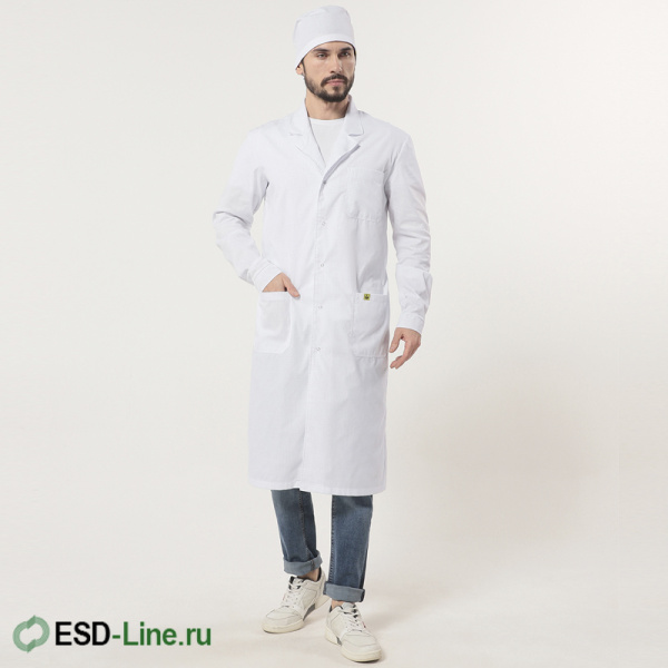 Халат антистатический EZ-M130–К мужской, белый