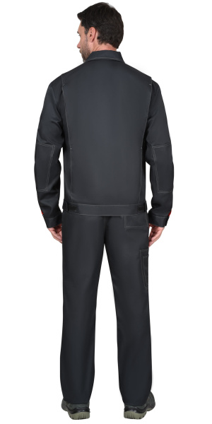 Куртка "ФАВОРИТ-РОСС" темно-серая со светло-серым и красным (Галактика 215) (ЧЗ)