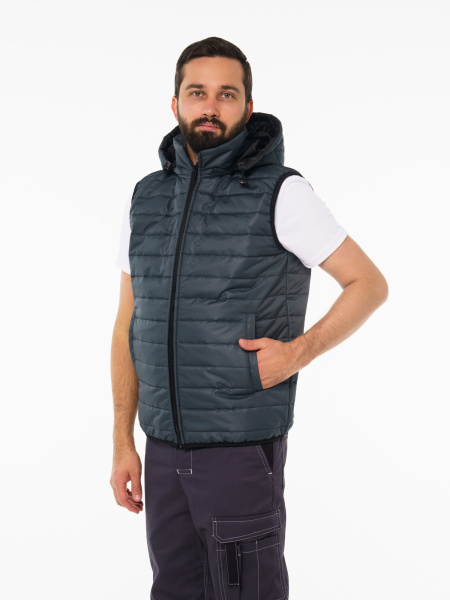 Жилетка мужская зимняя Кур713 цвет серый, ткань п/э