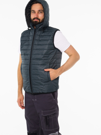 Жилетка мужская зимняя Кур713 цвет серый, ткань п/э