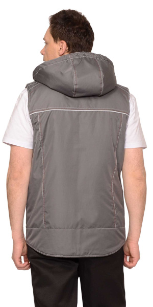 Жилет "АЛЕКС" (на подкладке тафетта) с капюшоном темно-серый (ЧЗ)