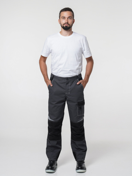 Брюки рабочие мужские №116 серый с черный, СОП, ткань Rodos