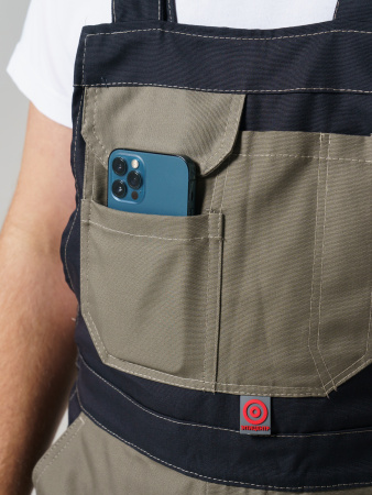 Полукомбинезон рабочий мужской №116 хаки, черный, СОП, ткань Канвас