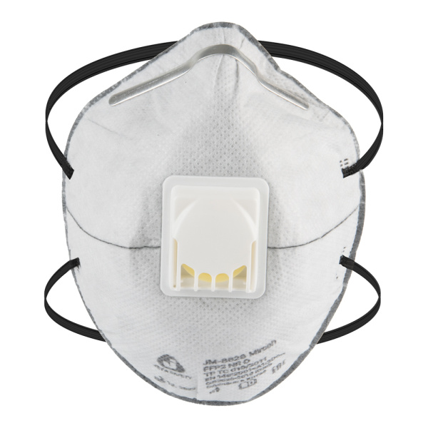 JM-8628 Mircon Полумаска противоаэрозольная с клапаном, с угольным слоем, чашеобразная, класс защиты FFP2 NR D, в упаковке 10 шт