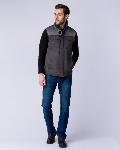 Жилет утепленный Флофт (тк.Смесовая,210), т.серый/серый