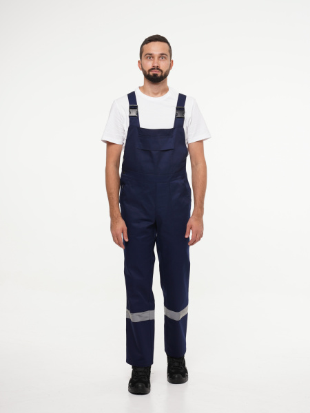 Костюм рабочий мужской №112 (куртка, полукомбинезон) тёмно-синий с васильковым (ЧЗ)