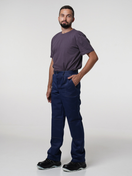 Костюм рабочий мужской №100 (куртка, брюки) тёмно-синий с васильковым СОП 50 мм(ЧЗ)