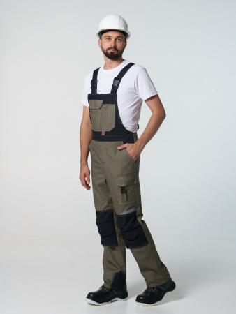 Полукомбинезон рабочий мужской №116 хаки, черный, СОП, ткань Канвас