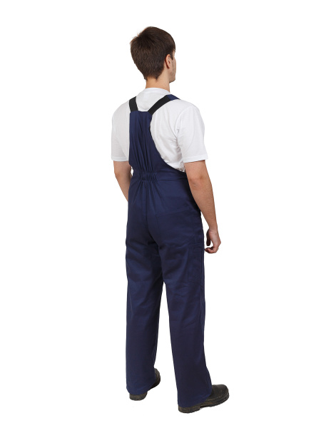 Костюм "Профессионал" с полукомбинезоном (тк.саржа) темно-синий с красным кантом, с СОП (ЧЗ)