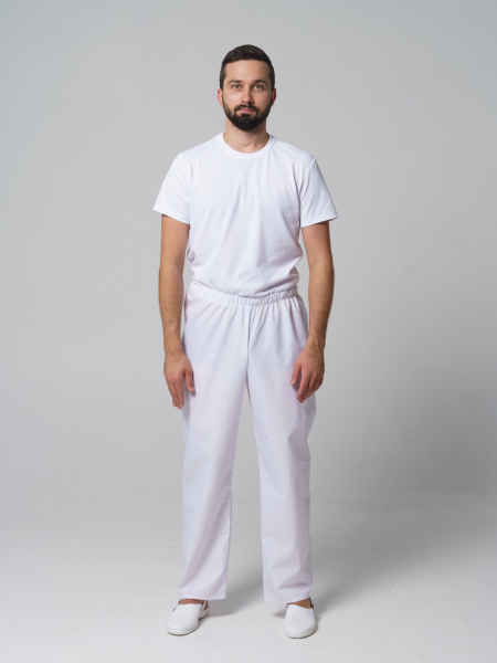 Брюки рабочие универсальная №105 белые, ткань Бязь