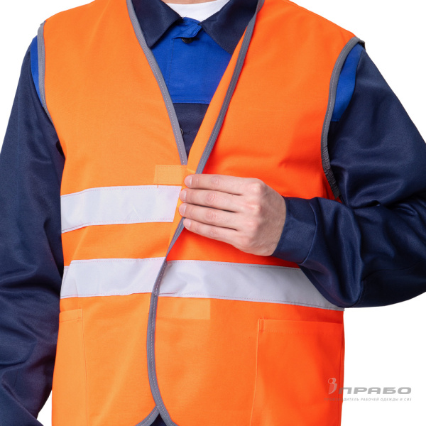 Жилет сигнальный "Спектр Лайт 1" оранжевый с застёжкой на контактной ленте Жил106 (ЧЗ)
