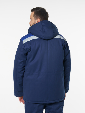 Куртка мужская зимняя Кур703 ткань Твил, цвет темно-синий с васильковым