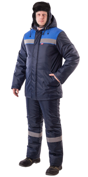 Шапка-ушанка "ЕВРО плюс" т.синяя (тк. Оксфорд)