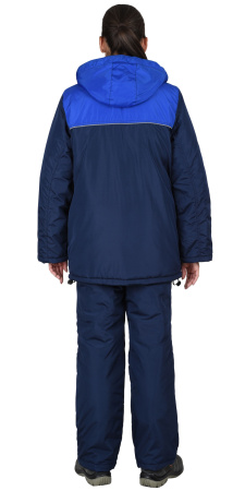 Костюм "Снежана" женский: куртка дл., полукомбинезон синий с васильковым (ЧЗ)