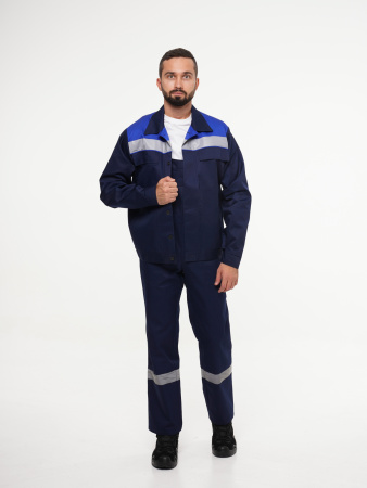 Полукомбинезон рабочий мужской №112 тёмно-синий с васильковым (ЧЗ)