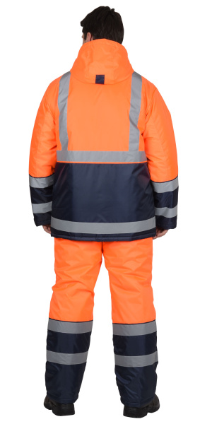 Костюм "МАГИСТРАЛЬ-3" куртка, п/к, синий с оранж. и СОП 50мм тк.Оксфорд (ЧЗ)