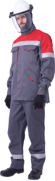 Костюм ЭлектроСтоп ТЕРМО ЗЭТВ 29.7 кал/см2 куртка, брюки, серый-красный, арт. В/ХН Л-2 