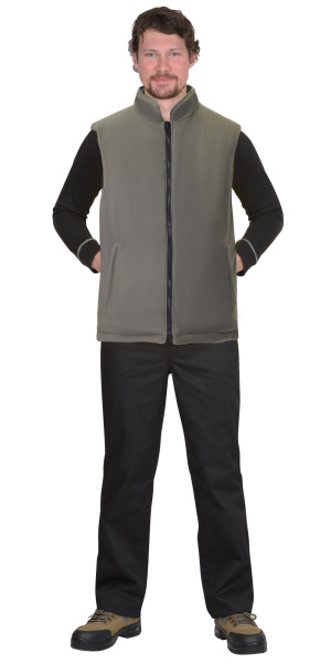 Жилет "ЕВРОПА" двухсторонний оливковый с флисом хаки (ЧЗ) тк. Дюспо