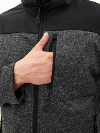 Толстовка (куртка Н23011) цвет: серый/черный, ткань: Софтшел