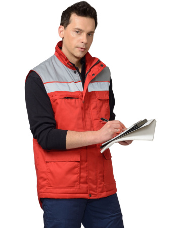 Жилет "Спец" утеплённый мужской красный с серым (ЧЗ)