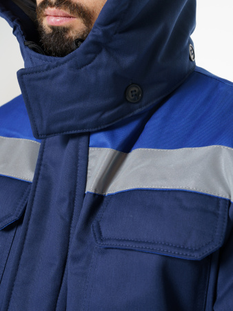 Куртка мужская зимняя Кур703 ткань Твил, цвет темно-синий с васильковым