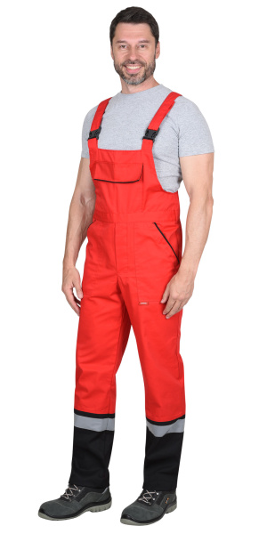 Костюм "СИРИУС-МАСТЕР" летний: куртка кор., п/комб., красный с черным