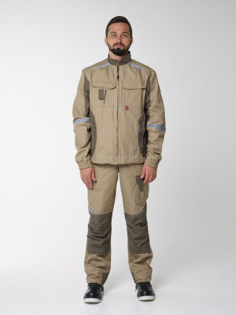 Полукомбинезон рабочий мужской №116 бежевый, хаки, СОП, ткань Канвас 
